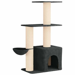 vidaXL Kočič&iacute; strom se &scaron;krabac&iacute;mi sloupky sisal Tmavě &scaron;ed&aacute; 133 cm