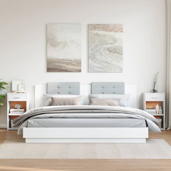 vidaXL Nočn&iacute; stolky 2 ks b&iacute;l&eacute; 35 x 34 x 65 cm kompozitn&iacute; dřevo