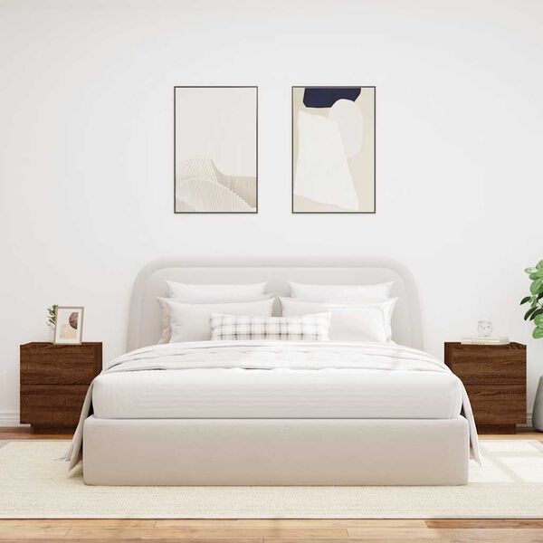 vidaXL Nočn&iacute; stolky s LED osvětlen&iacute;m 2 ks hněd&yacute; dub kompozitn&iacute; dřevo