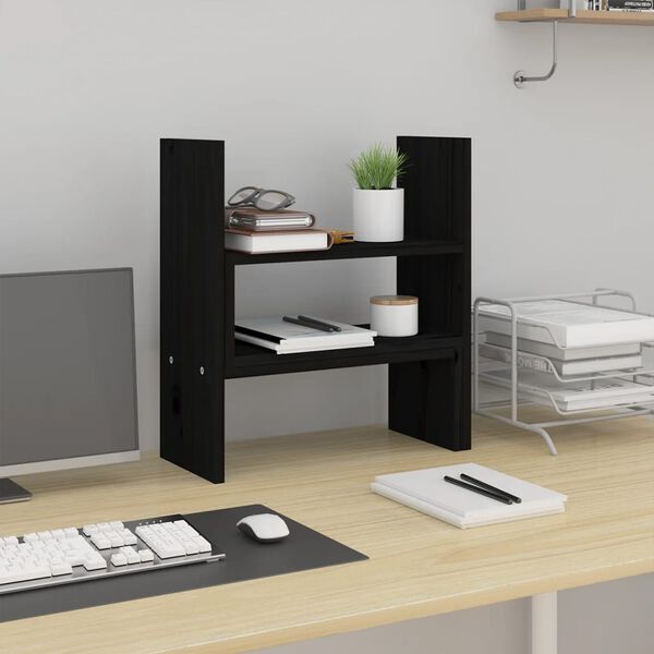 vidaXL Stojan na monitor černý (39–72) x 17 x 43 cm masivní borovice