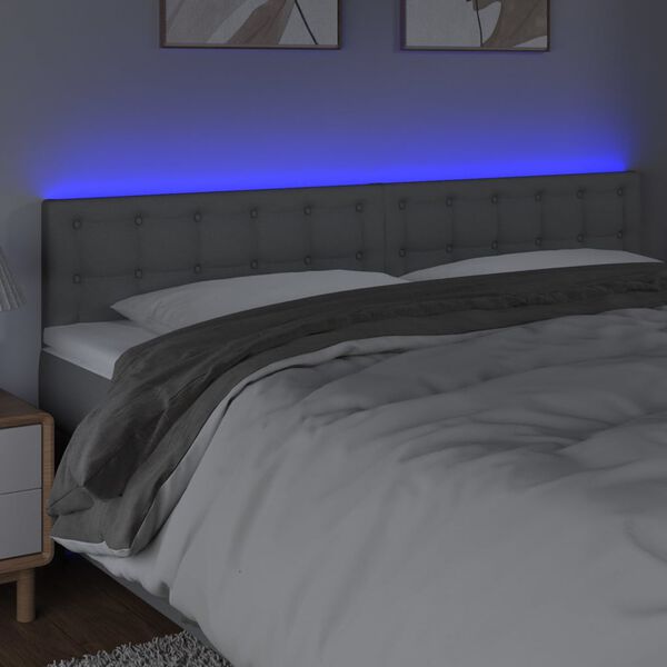 vidaXL Čelo postele s LED světle &scaron;ed&eacute; 180x5x78/88 cm textil