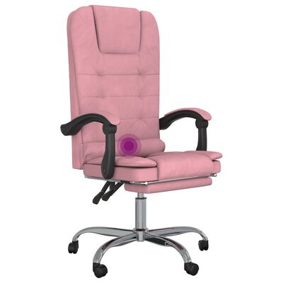 vidaXL Masážní polohovací kancelářské křeslo růžové samet