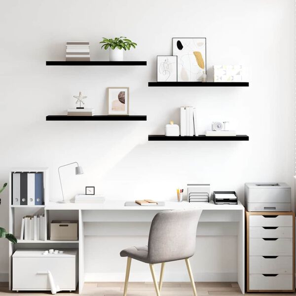 vidaXL Plovouc&iacute; n&aacute;stěnn&eacute; police 4 ks leskl&eacute; čern&eacute; 90x23,5x3,8 cm MDF