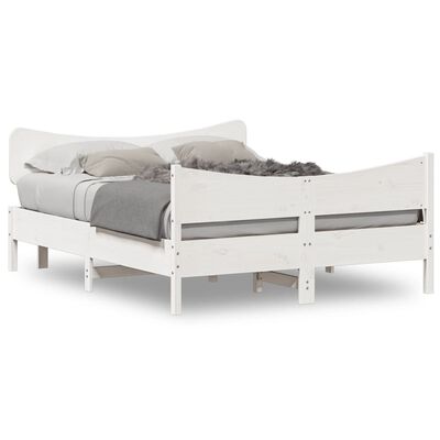 vidaXL Rám postele s čelem bílý 140 x 190 cm masivní borovice