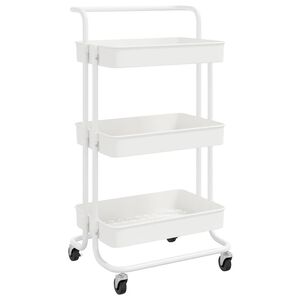 vidaXL Kuchyňsk&yacute; voz&iacute;k se 3 patry b&iacute;l&yacute; 42 x 35 x 85 cm železo a ABS