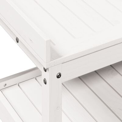 vidaXL Přesazovací stůl s policemi bílý 108x45x86,5 cm masiv borovice
