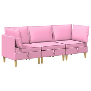 vidaXL Modul&aacute;rn&iacute; pohovka se storage 3 pcs Růžov&aacute; Textil