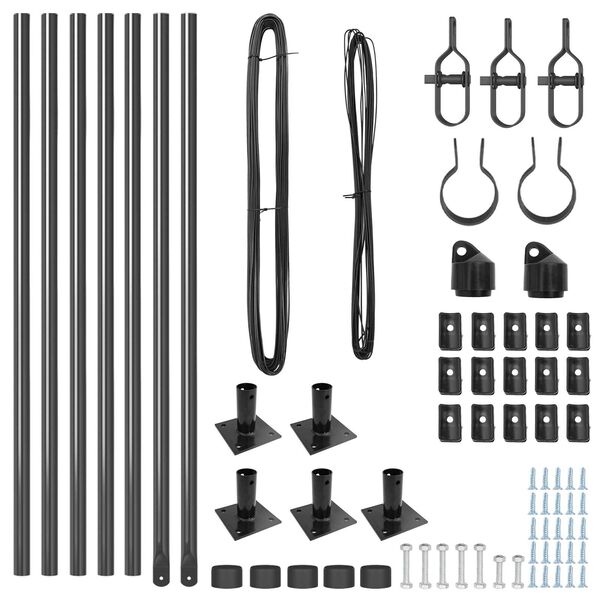 vidaXL Plotový sloupek. 7 pcs Šedá Ocel