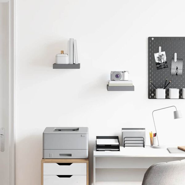 vidaXL Plovouc&iacute; n&aacute;stěnn&eacute; police 2 ks leskl&eacute; &scaron;ed&eacute; 23x23,5x3,8 cm MDF