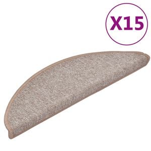 vidaXL Schodov&eacute; rohože 15 ks 56 x 17 x 3 cm světle hněd&eacute; půlkulat&eacute;