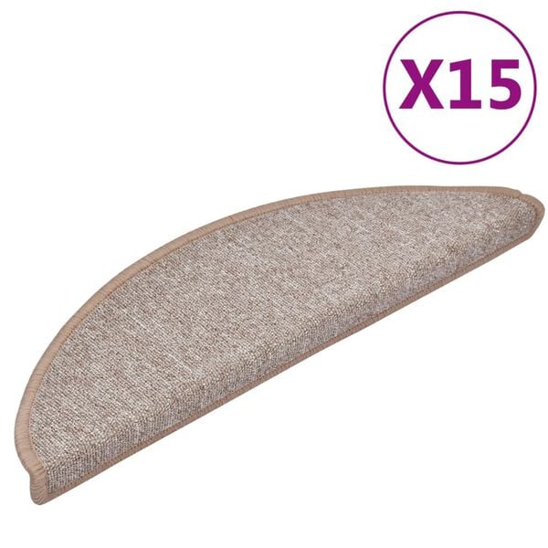 vidaXL Schodov&eacute; rohože 15 ks 56 x 17 x 3 cm světle hněd&eacute; půlkulat&eacute;