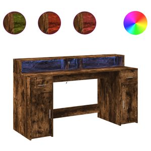 vidaXL Psac&iacute; stůl s LED kouřov&yacute; dub 160 x 55 x 91 cm kompozitn&iacute; dřevo