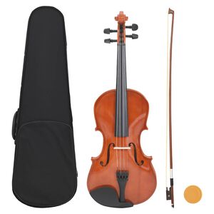vidaXL Housle kompletn&iacute; set se smyčcem a podbradn&iacute;kem tmav&eacute; dřevo 4/4