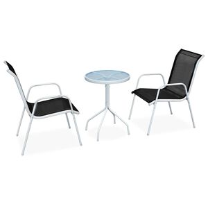 vidaXL 3d&iacute;ln&yacute; bistro set ocelov&yacute; čern&yacute;