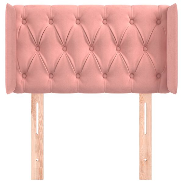 vidaXL Čelo postele typu u&scaron;&aacute;k růžov&aacute; 83 x 16 x 78/88 cm samet