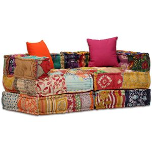 vidaXL 2místný modulární pouf patchwork textil