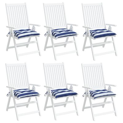 vidaXL Podušky na židli 6 ks modré a bílé pruhy 40 x 40 x 7 cm textil