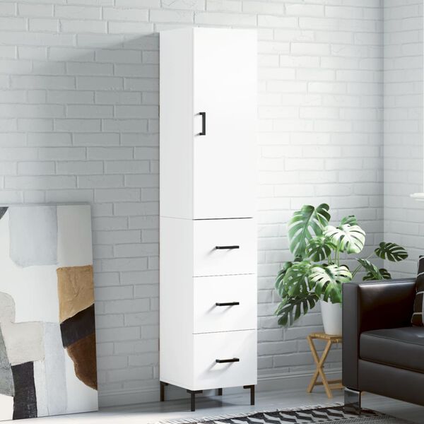 vidaXL Skř&iacute;ň highboard b&iacute;l&aacute; 34,5 x 34 x 180 cm kompozitn&iacute; dřevo