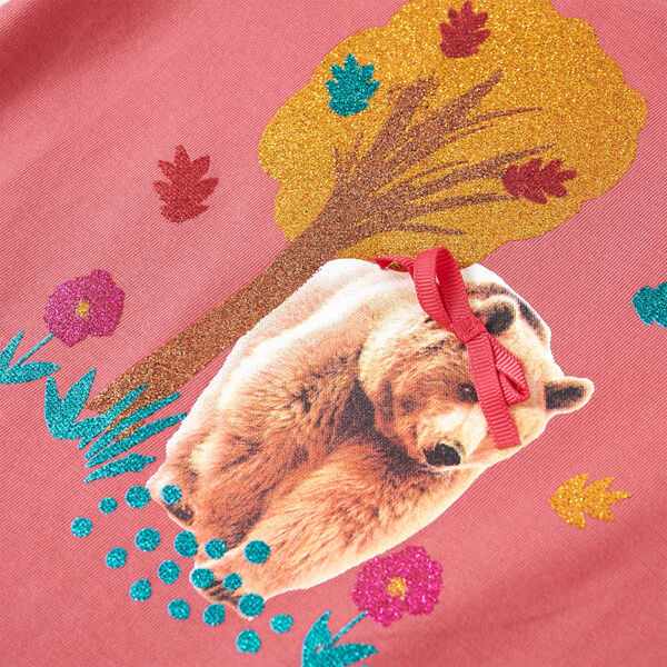 Dětsk&eacute; tričko s dlouh&yacute;m ruk&aacute;vem starorůžov&eacute; 116