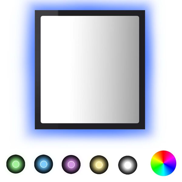 vidaXL LED koupelnové zrcadlo černé vysoký lesk 40x8,5x37 cm akrylové