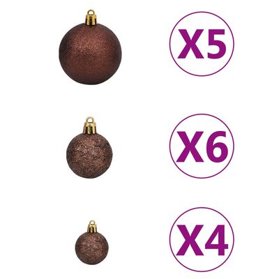 vidaXL Obrácený umělý vánoční stromek s LED a sadou koulí 120 cm