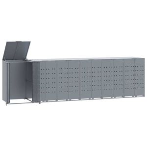 vidaXL Box na 6 popelnic &scaron;ed&yacute; 414 x 79 x 117 cm ocel