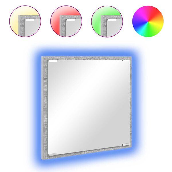 vidaXL LED koupelnové zrcadlo Nástěnný Šedá Sonoma 40 x 37 x 8.5 cm