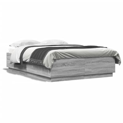 vidaXL Rám postele s LED osvětlením šedý sonoma 120 x 200 cm kompozit