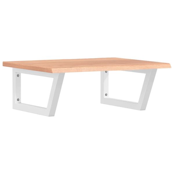 vidaXL Deska pod umyvadlo n&aacute;stěnn&aacute; ocel a masivn&iacute; dubov&eacute; dřevo