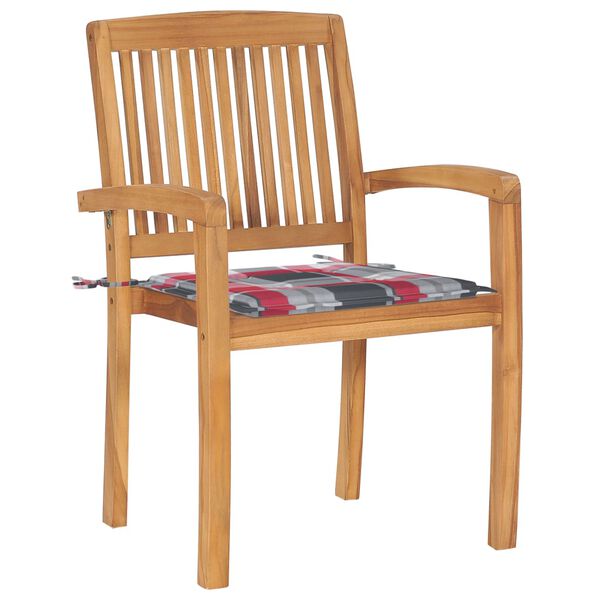 vidaXL Stohovací zahradní židle s poduškami 4 ks masivní teak