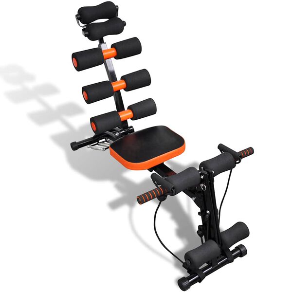 vidaXL L-shape Tummy Toner Černá a oranžová 117 x 34 x 96 cm Ocel