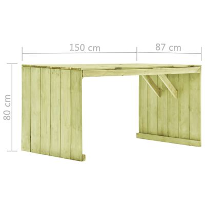 vidaXL Zahradní stůl 150 x 87 x 80 cm impregnované borové dřevo