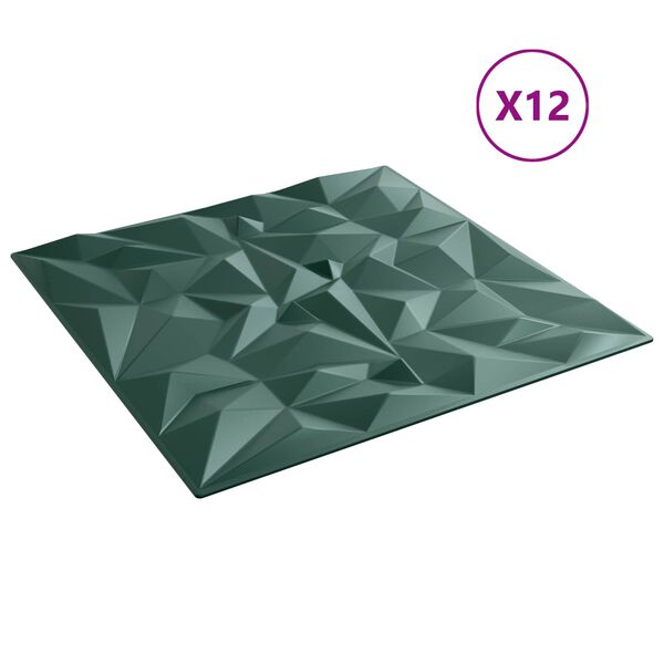 vidaXL N&aacute;stěnn&eacute; panely 12 pcs Ametystov&aacute; zelen&aacute; 50 x 50 cm XPS pěna