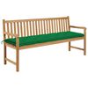 vidaXL Zahradn&iacute; lavice se zelenou podu&scaron;kou 175 cm masivn&iacute; teak