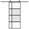 vidaXL Posuvn&eacute; dveře se sadou kov&aacute;n&iacute; čern&eacute; 90x205 cm Tvrzen&eacute; sklo