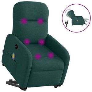vidaXL Elektrick&eacute; zvedac&iacute; mas&aacute;žn&iacute; polohovac&iacute; křeslo zelen&eacute; textil