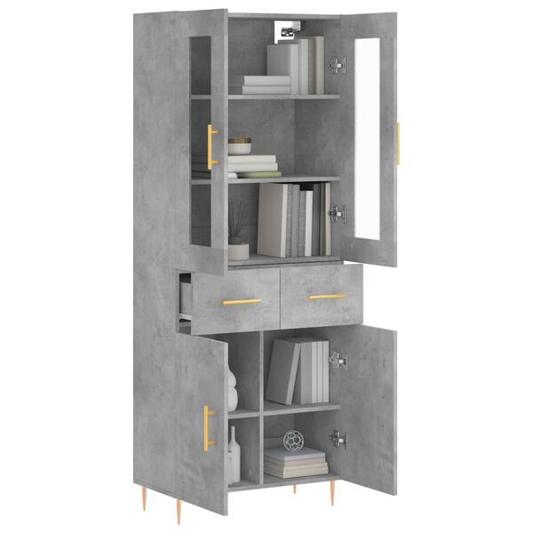 vidaXL Skř&iacute;ň highboard betonově &scaron;ed&aacute; 69,5x34x180 cm kompozitn&iacute; dřevo