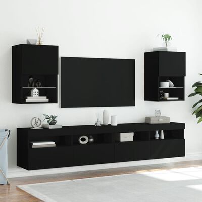 vidaXL TV skříňky s LED osvětlením 2 ks černé 40,5 x 30 x 60 cm