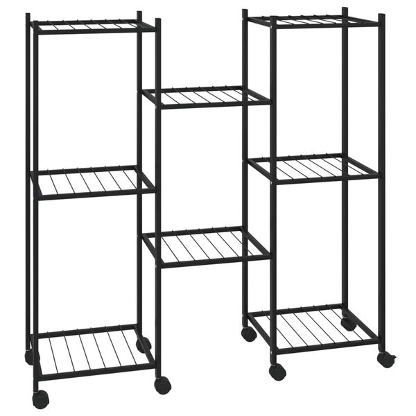 vidaXL Stojan na květiny s kolečky 83 x 25 x 83,5 cm černý železo