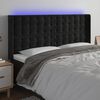 vidaXL Čelo postele s LED čern&eacute; 183 x 16 x 118/128 cm samet
