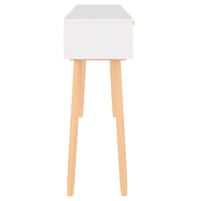 vidaXL Konzolový stolek bílý 105x30x75 cm borovice a přírodní ratan