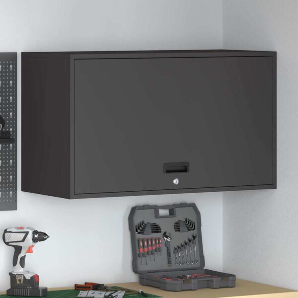 vidaXL Skř&iacute;ň na zeď do gar&aacute;že Čern&aacute; 90 x 40 x 53 cm