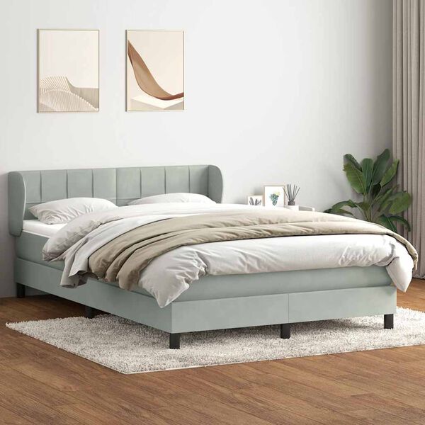 vidaXL Box spring postel s matrac&iacute; světle &scaron;ed&aacute; 160x210 cm samet