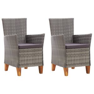 vidaXL Zahradn&iacute; židle s podu&scaron;kami 2 ks polyratan &scaron;ed&eacute;