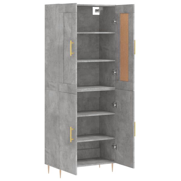 vidaXL Skř&iacute;ň highboard betonově &scaron;ed&aacute; 69,5x34x180 cm kompozitn&iacute; dřevo