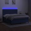 vidaXL Box spring postel s matrac&iacute; a LED modr&aacute; 160x200 cm textil