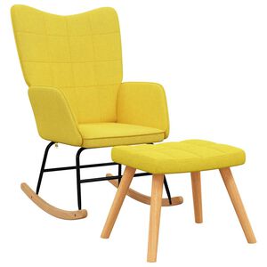 vidaXL Houpac&iacute; křeslo se stoličkou hořčicově žlut&eacute; textil