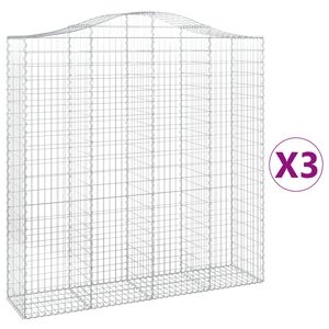 vidaXL Klenut&eacute; gabionov&eacute; ko&scaron;e 3 ks 200x50x200/220cm pozinkovan&eacute; železo