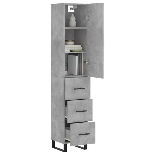 vidaXL Skř&iacute;ň highboard betonově &scaron;ed&aacute; 34,5x34x180 cm kompozitn&iacute; dřevo