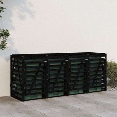 vidaXL Úložný box na čtyři popelnice černý masivní borové dřevo